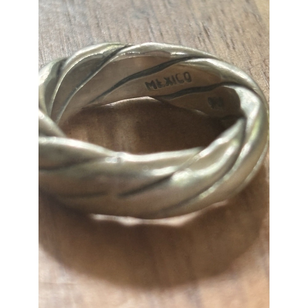 Sterling Silver Marked 925 Mexico Wrap Braided Style Ring 9.2 Grams Size 6